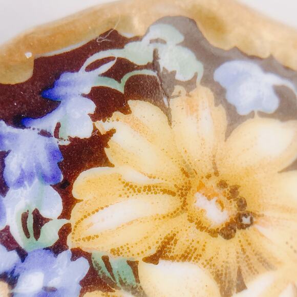 VTG Signed Schumann Bavaria Hand Painted Porcelain Floral Brooch 20s C-Clasp Pin - Picture 15 of 16